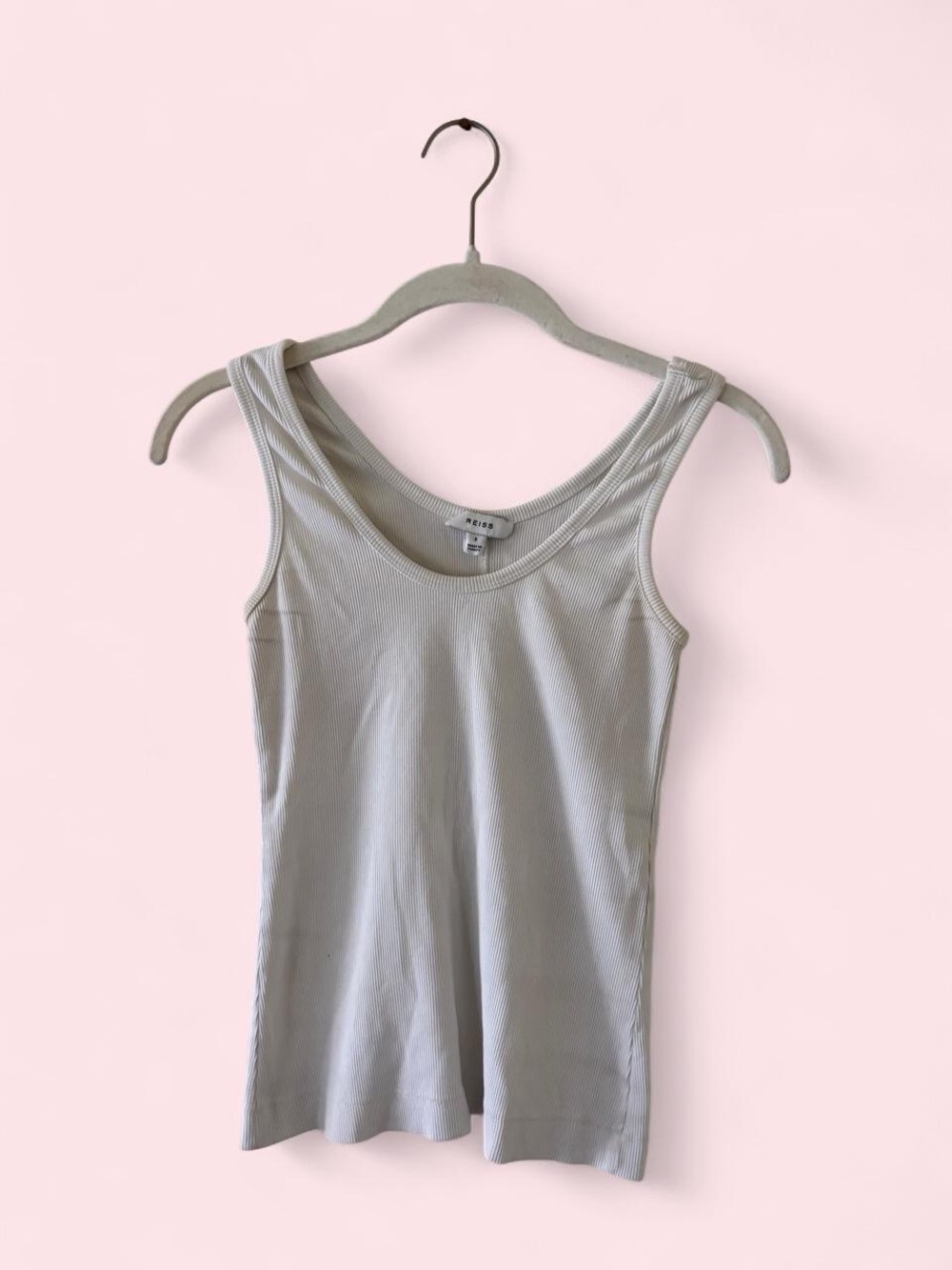 Reiss White Ribbed Scoop Neck Tank Top